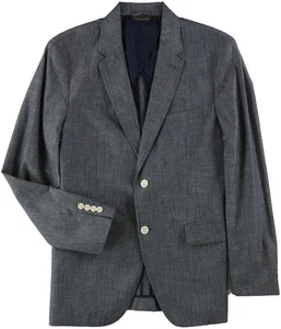 Tasso Elba Mens Chambray Two Button Blazer Jacket, Blue, Medium (Regular) - Picture 1 of 1