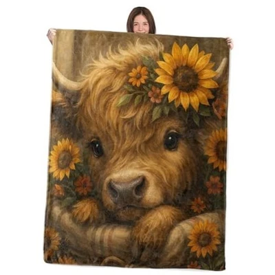 Manta de vaca Wicked Highland, 50x60 pulgadas, acogedora franela 60"x50" Highland Cow 02 Foto 1 de 4