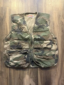 Vintage Winchester Hunting Vest Mens L Green Woodland Camo Shooting Pouch - Picture 1 of 8