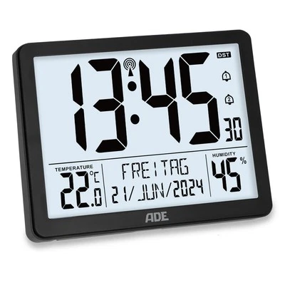 Digitale XL-Funkuhr mit sehr großen Ziffern | Tischuhr Wanduhr mit 2 Weckzeit... - Bild 1 von 4
