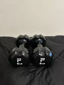 8LB Black One pair Apple Vinyl Coated Dumbbells 16lbs Total - Picture 1 of 5