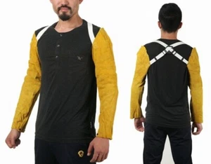 Long Split Leather Welding Sleeves Protective Splatter Heat Arm Straps Sleeve 00 - Picture 1 of 3
