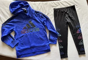 ADIDAS Little Girl’s Tricot Hoodie & Leggings Outfit, 2-piece Set, size 5 - Picture 1 of 8