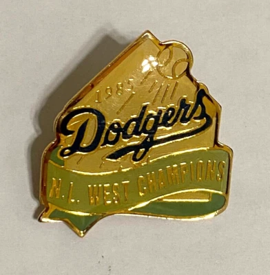 Dodgers N.L. West Champions Lapel Hat Pin, 1985 Los Angeles Dodgers volume disc. - Image 1 of 4