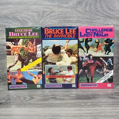 VHS Lot x 3 Legend of Bruce Lee The Invisible Challenge Lady Ninja Goodtimes NEW - Image 1 of 4