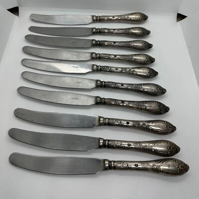 10 Cuchillos de Cena HEP Vintage RUSOS Plateados Mango Firmados Hermoso Regalo Foto 1 de 4