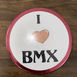 Vintage I Love BMX Pin back Button. ABA MOTOCROSS BIKE - Picture 1 of 2