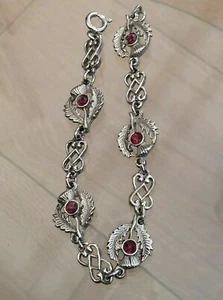 PRECIOSA PULSERA ESCOCESA VINTAGE CON PIEDRAS DE RUBÍ - Picture 1 of 2