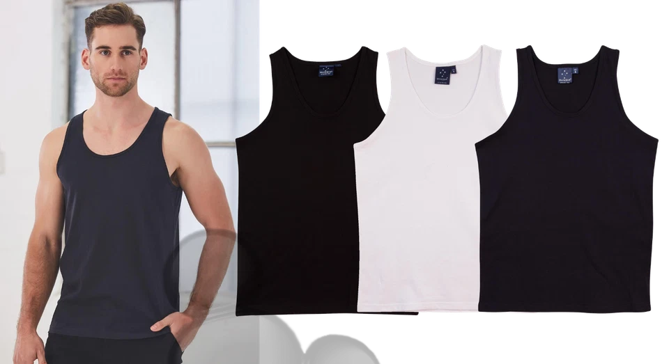 Mens 3 Pack 100% Cotton Singlets S-5XL 6/7XL 8/9XL 10/11XL 12/13XL Singlet Tank - image 1 of 1