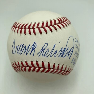 Frank Robinson Signed Inscribe STAT Baseball PSA DNA Auto Grade 10 GEM MINT - Image 1 of 4