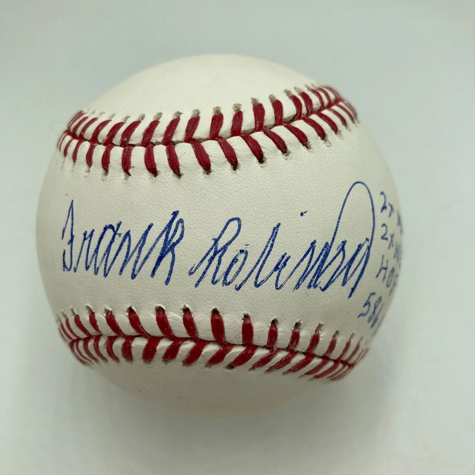 Frank Robinson Signed Inscribe STAT Baseball PSA DNA Auto Grade 10 GEM MINT - Image 1 of 4