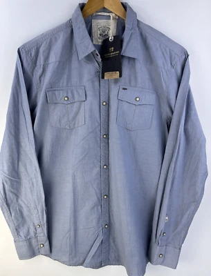 Nueva Camisa a Presión Scotch & Soda Para Hombres Azul Denim Talla XXL Militar Foto 1 de 4