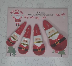 Babbo Natale Cucchiai Misuratori Ceramica Set 4 Pezzi Natale Vacanze - Foto 1 di 3