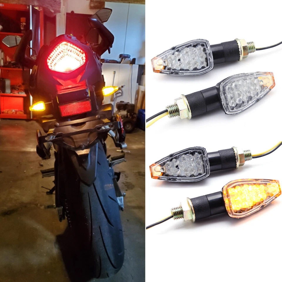 4x Motorcycle LED Turn Signals Indicator Amber Lights Blinker For Honda CB500F - Image 1 of 4