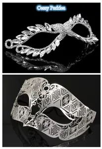 SN-A12 Luxury Couple Metal Crystal Venetian Party Masquerade Masks w/ Rhinestone - Picture 1 of 11