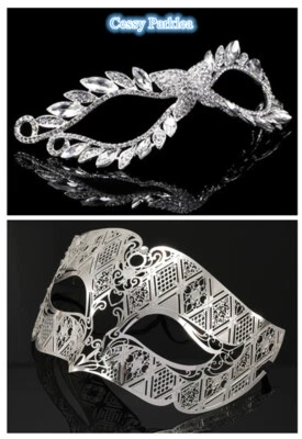 SN-A12 Luxury Couple Metal Crystal Venetian Party Masquerade Masks w/ Rhinestone - Image 1 of 4