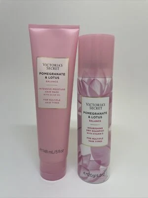 NUEVO Victoria's Secret Pomegranate & Lotus 2pk Champú Seco, Mascarilla Intensiva para Cabello Foto 1 de 2