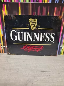 GUINNESS STOUT Metal Tin Wall Sign Plaque Vintage Retro Beer Pub Bar Man Cave - Picture 1 of 1