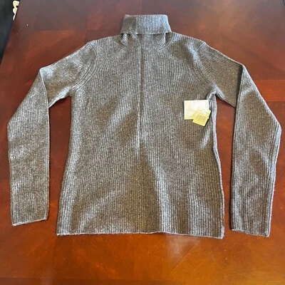 Saks Fifth Avenue Womens Gray Ribbed Turtleneck Sweater S 100% Cashmere - Image 1 of 4