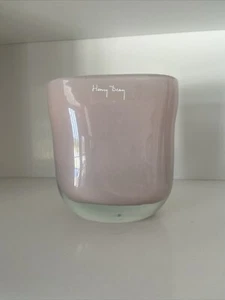 Henry Dean belgische signierte mundgeblasene rosa Kunstglasvase - Bild 1 von 5