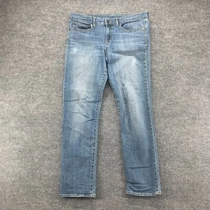 Gap Jeans Womens 12 Blue Premium Straight Distressed Pocket Denim Stretch 34x30 - Picture 1 of 16