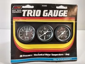 NOS Vtg. Trio Gauge Set Cluster Oil/ Amp / Water Temp Car Gauges New/Open Box - Bild 1 von 6