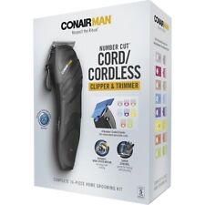 NEW ConairMan Number Cut Cord/Cordless Clipper&Trimmer 16Pc Home Grooming Kit 