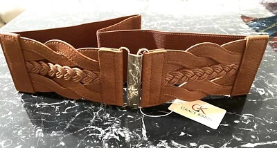 GRACE KARIN Mujer Grande Elástico Marrón Foxy Cinturón Retro Cintura Ancha Nuevo con Etiquetas 32” de Largo Foto 1 de 4