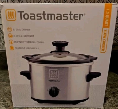 NUEVO EN CAJA TOASTMASTER 1,5 cuartos de galón olla de cocción lenta con tapa de vidrio templado - TM-153SC  Foto 1 de 4