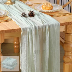 2 Pack 10 Ft Cheesecloth Table Runner 120 Inches Long Boho Sage Green Cheese Clo - Picture 1 of 8