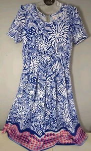 LuLaRoe Amelia Dress- Size Medium Floral Pockets Pleated A-Line - Picture 1 of 9