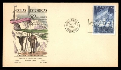 Mayfairstamps Argentina FDC 1954 Man Holding Flag Post Office 50 Yrs First Day C - Image 1 of 2