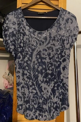 CROSBY Azul Marino Blingy Lentejuelas Top MEDIANO? Foto 1 de 4