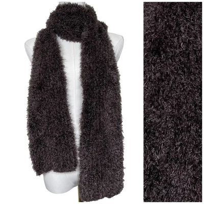 Bufanda tejida esponjosa peluda metálica marrón chocolate vintage Y2K Boho Chic Foto 1 de 4