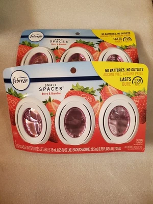 Febreze Odor-Fighting SMALL SPACES Air Freshener BERRY & BRAMBLE (2)3 Ct Durable
