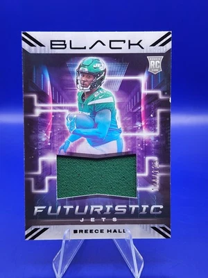 2022 Panini Black Futuristic Breece Hall RC Patch /125 NY Jets Rookie FUT-BHA  - Image 1 of 3