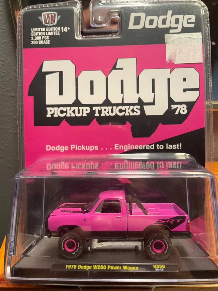 M2 Machines 1978 Dodge W200 Power Wagon Hobby Lobby Exclusive Pink 3,300PC(LOOK) - Image 1 of 1