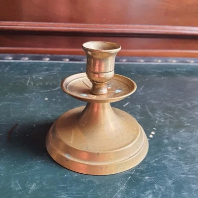 Vintage Brass Candle Holder Round Base - Taper Candlestick - Patina Finish - Image 1 of 4
