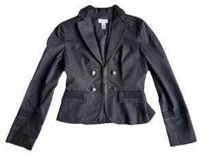 Ann Taylor Loft 4 Military Black Blazer Jacket Peplum Classic Career - Picture 1 of 6