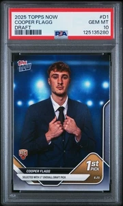 2025 Topps NOW Cooper Flagg PSA 10 Draft Night #D1 Rookie RC In Hand - Bild 1 von 2