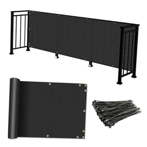 Balcony Privacy Fence Screen Balcony Cover for Balcony Outdoor 2.5'x10' Black - Picture 1 of 8