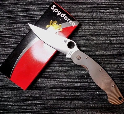 🔥RARE Spyderco Military Fluted Titanium Framelock S30V C36TIFP Discontinued 📬 - Image 1 of 4