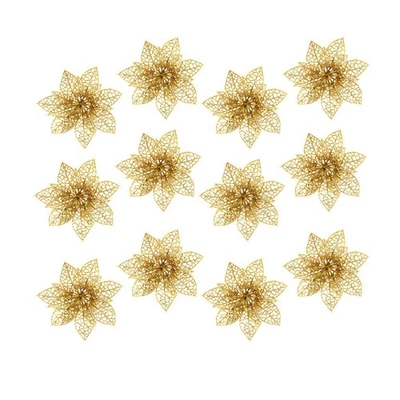  12 Pcs Addobbi Per Albero Ornamenti Di Natale Fiori Artificiali Finti - Immagine 1 di 4