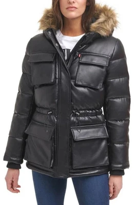 Chaqueta Parka Levi's Cuero Negra Resistente al Agua Extraíble Imitación Piel Talla M Foto 1 de 4