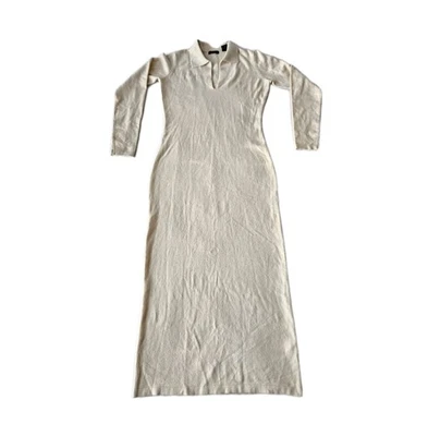 Maxi Vestido Suéter Tejido Bodycon Crema Cachemira + Seda Moda International De Colección S Foto 1 de 4