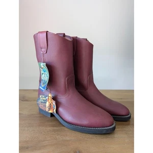 ESTABLO Shedron Wellington Work Boots Mens Size 6 Burgundy Leather Almond Toe - Picture 1 of 4