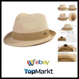 Comhats Herren Strohhut Trilby für Sommer, Sonnenschutz - Faltbarer Panama Hu... - Bild 1 von 13