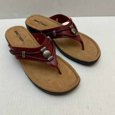 Sandalias de cuero rojas Minnetonka para mujer 9W Silverthorne sandalias de tanga chanclas Foto 1 de 4