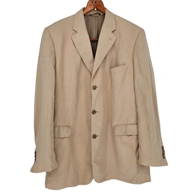 Chaqueta Blazer De Colección Brooks Brothers Lino 44L Tostada Hecha en Italia Doble Ventilación Verano Foto 1 de 4