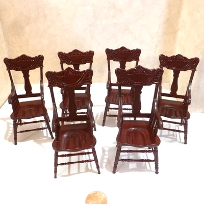 OVERSTOCK SALE DOLLHOUSE 迷你 6 厨房 ARMCHAIRS MAHOGANY FINISH 5040 MH — 第 1/4 张图片